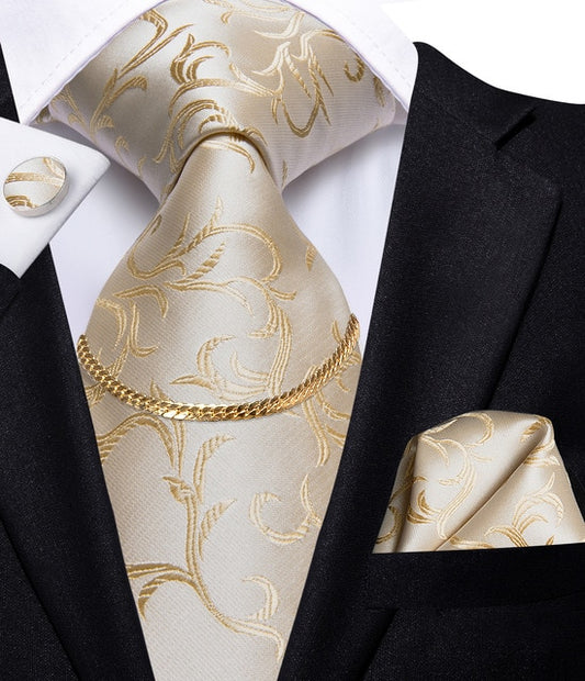 The Sovereign Silk Tie Sets
Suit Tie, Tie Chain, Handkerchief & Cufflinks